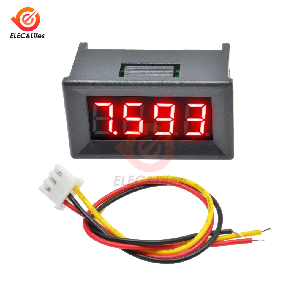 0.36 '' mini digital voltmeter  dc 0-100v 3 wire 4 bit præcision spændingsmåler panel tester til elektromobil motorcykel bil 12v: Rød