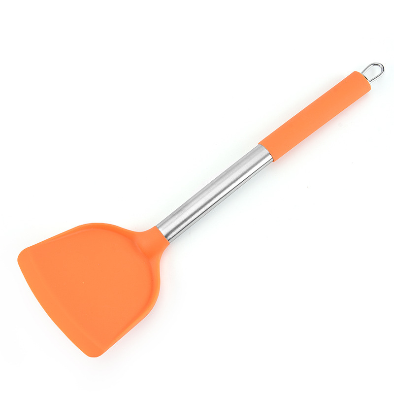 Edelstahl + Silikon Kochen Utensil Küche Werkzeuge Dreher Suppe Löffel Sieb Pasta Server Schneebesen Spachtel Lebensmittel Zange verrotten: Orange