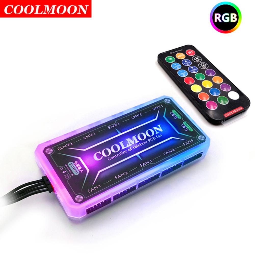 Coolmoon Argb Controller 4Pin Pwm DC12V 5A Argb Koelventilator Smart Afstandsbediening Voor Computer Pc Case Chassis Radiator