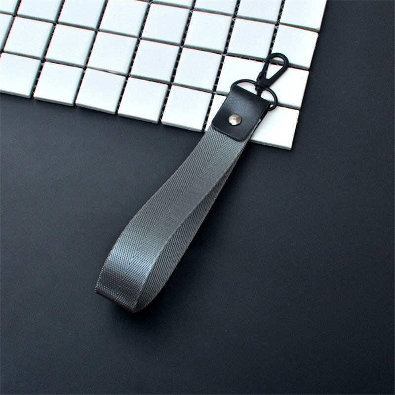 Telefoonband 8 kleuren korte lanyard voor sleutels usb-stick id-kaart mobiele telefoon universele klassieke polyester lanyards touw handband: Grijs
