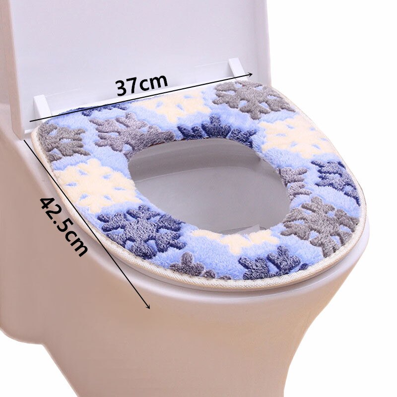Calentador de baño con patrón de copo de nieve, alfombrilla lavable para asiento de inodoro