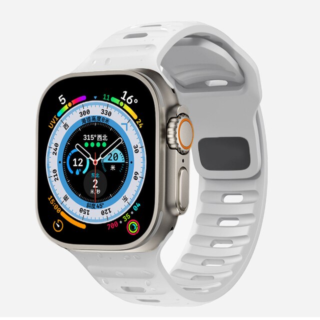 Silikonbänder für Apfel Uhr Band 49 mm 41 mm 45 mm 44 mm 40 mm 38 mm 42 mm Armbinde für iWatch Serie 9 8 7 6 5 4 Ultra 3 2 1 SE: 30 mm / schwarz