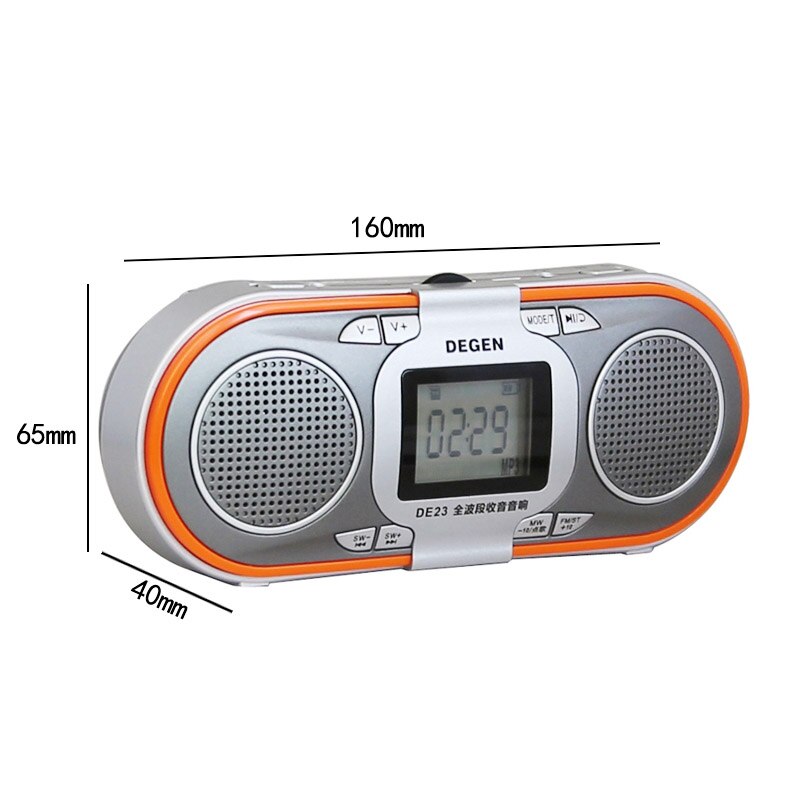 Degen DE23 3-in-1 Rechargeable AM/FM Shortwave Radio with Dual Speakers, Portable Speaker &amp; MP3 Player with Micro SD Card Reader