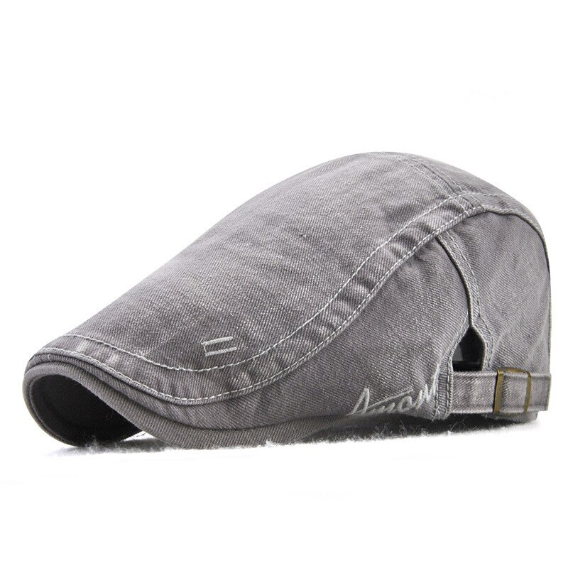 MEDYLA, gorro para hombre, sombreros boinas estilo británico occidental, letras bordadas, boina retro clásica de lavado simple de: Gray