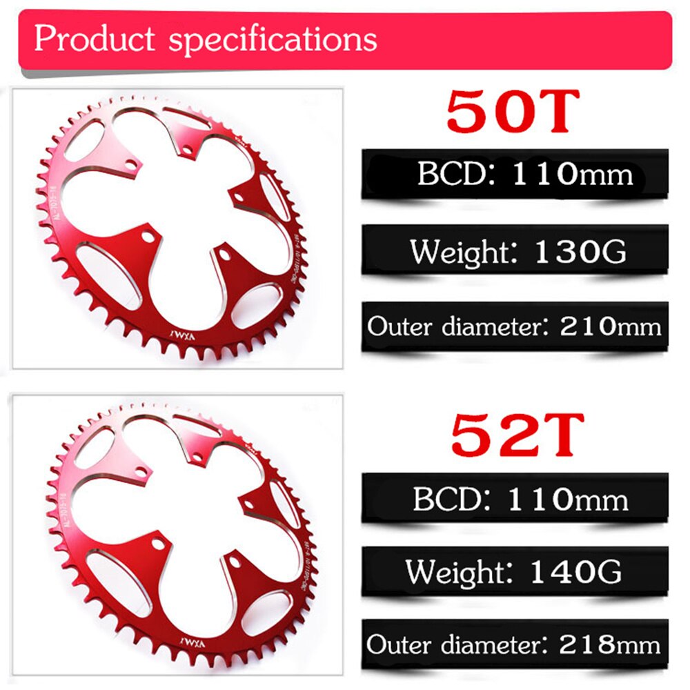 Vxm racefiets 110 bcd crank 50t 52t 54t 56t 58t kettingblad legering ultralicht klim power kettingblad plaat fietsonderdelen