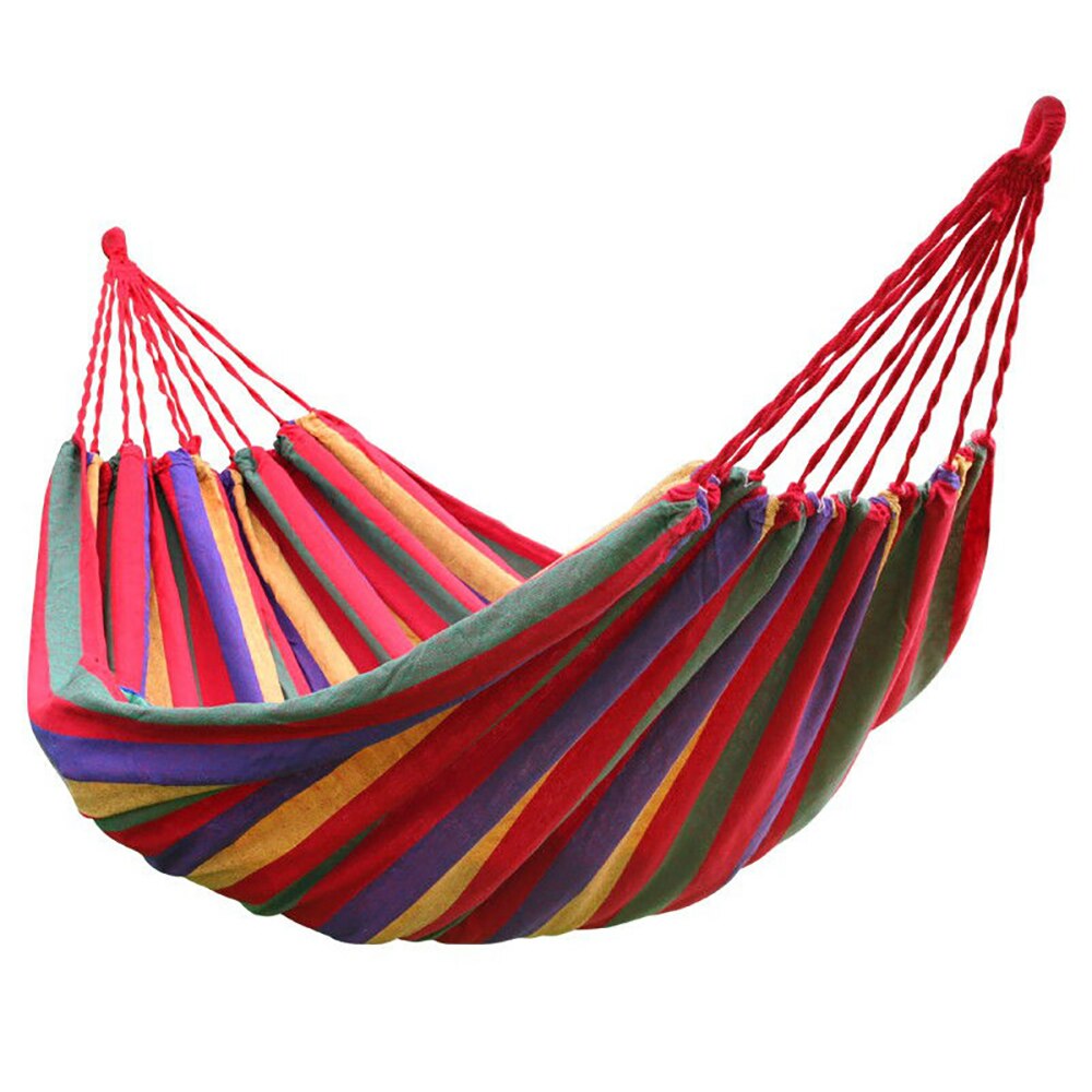 Hamac Portable en toile épaisse, lit-balançoire, chambre à coucher, intérieur, sac à dos, voyage, extérieur, camping, randonnée: Red