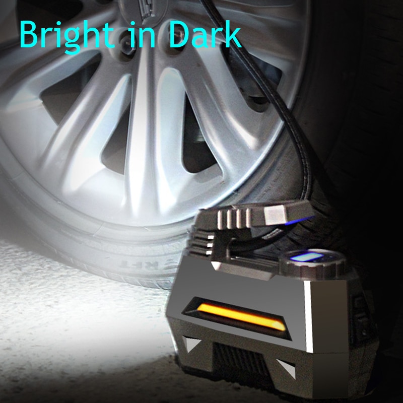 Portable Air Compressor Tire Inflator Car Tire Pump With Digital Pressure Gauge 150 Psi 12V DC Bright Emergency Flashlight