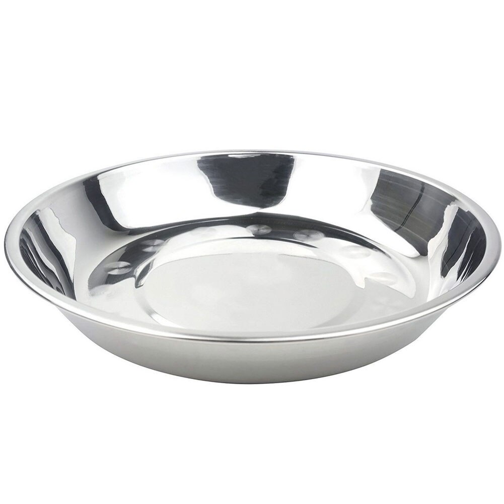 Plato de cena de acero de 17x2,2 CM, plato duradero para verduras, cocina para barbacoa, herramienta para dumplings, fruta poco profunda B K7F8