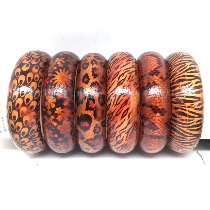 ! 6 pièces bracelet en bois motif africain peut mélanger 6 modèles