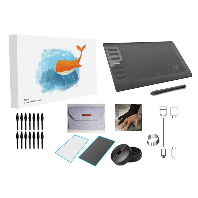 10 Inch tableta grafica graphic tablet drawing tablet 12 Express-Keys with 8192 Levels Battery-Free Stylus Holder