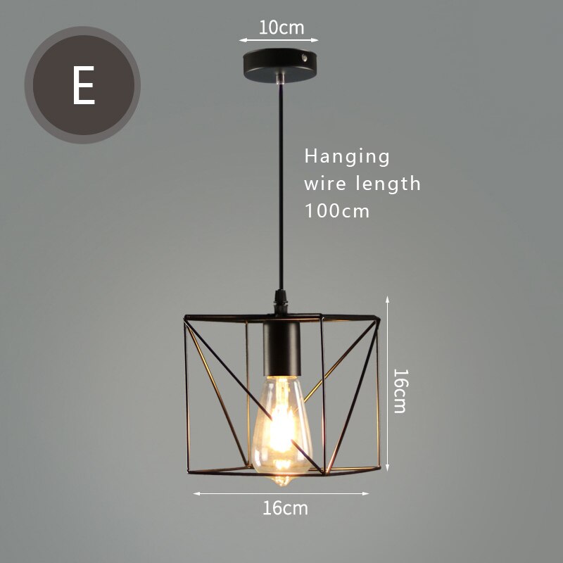 retro loft pendellys industriell vindjern hengende lampe ledet svart lysarmaturer til kjøkken stue restaurant  e27: E