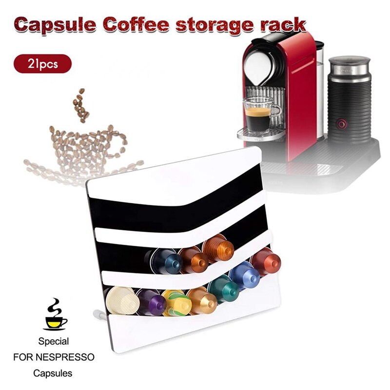 Acrylic Coffee Pods Holder for Nespresso Coffee Capsules Storage Drawer Holder & Organizer (21 Pods)
