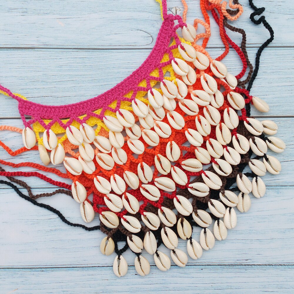 Buy 2 Get 30% Off Girl Cute Sea Shell Choker Necklace Crochet Bohemian Beach Tassel Necklace Shell Chain For Women Pendant