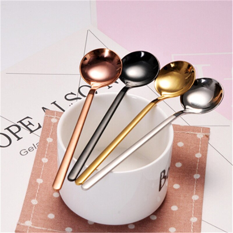 Stainless Steel Round Coffee Spoon Coffee Stir Spoon Ice Cream Dessert Sundae Tea Spoons