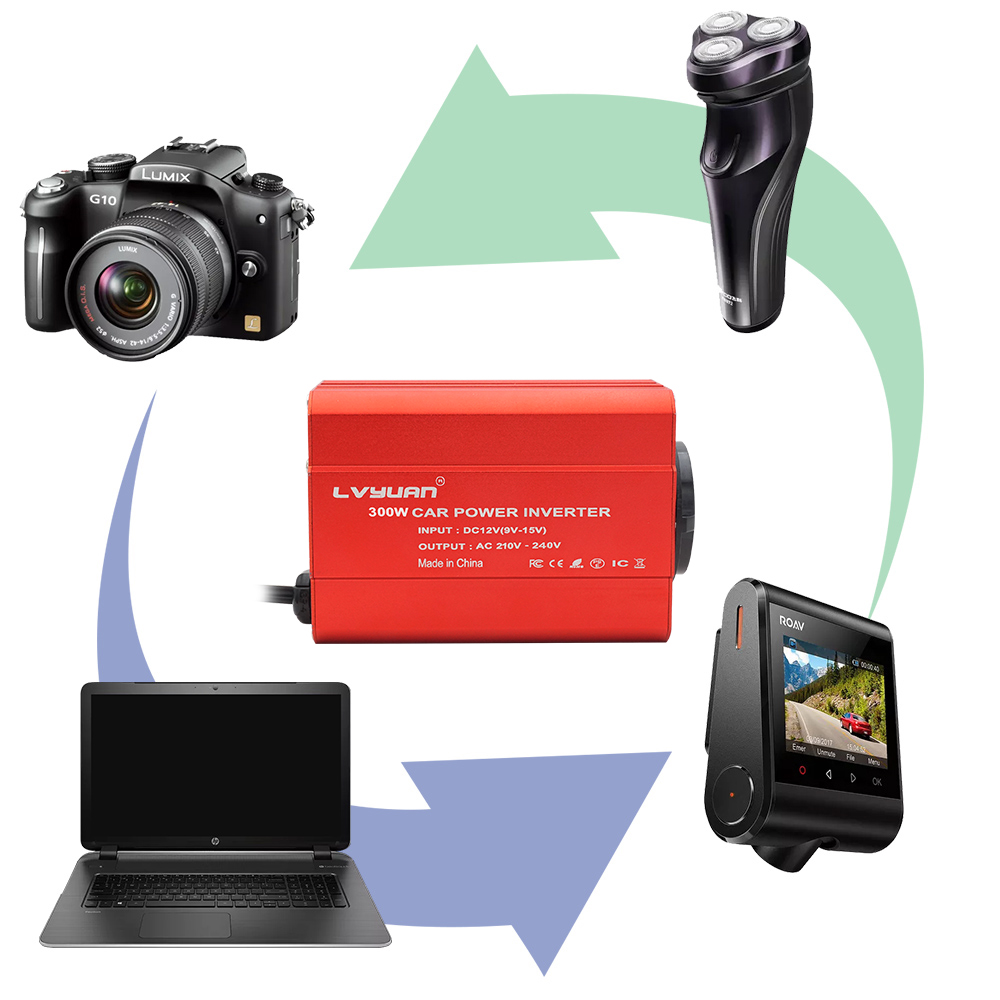 Dc 12v to 220v/110v ac auto-omvormers, 300w stroomomvormers, automatische transformator, us/un/eu-aansluiting, dubbele usb-autoadapter, dropsh