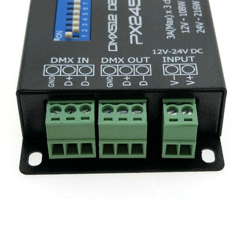 3c-dc12v 24v px24506 dmx 512 decoder-treiber-verstärker-controller für rgb-led-streifen