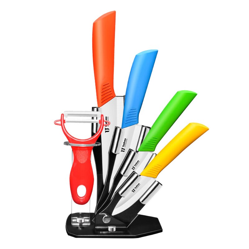 6 Pieces Kitchen Knives Set with Block,Kitchen Ceramic Knife Set with Handle Kitchen Knives Cooking Tools: Default Title