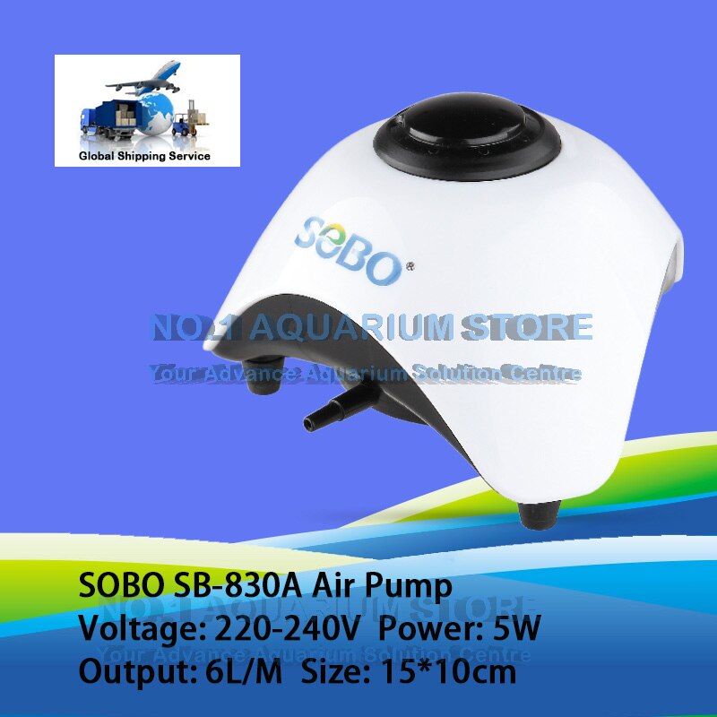 SOBO Silent Aquarium Air Pump Oxygen Pond Aerator Water Fish Tank SB-830A SB-860A 5W/10W Authorized Dealer: SB-830A Single Pump / US Plug