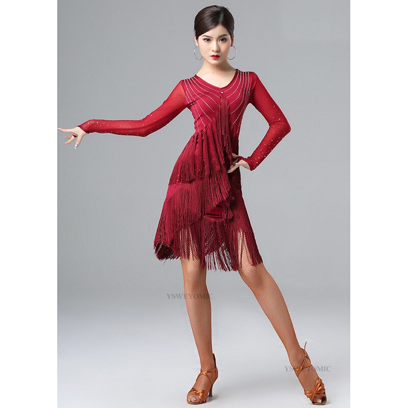 Latin Chacha Dance Practice Dress Female Adult Dance Clothes Performance Tassel Latin Dress For Dance