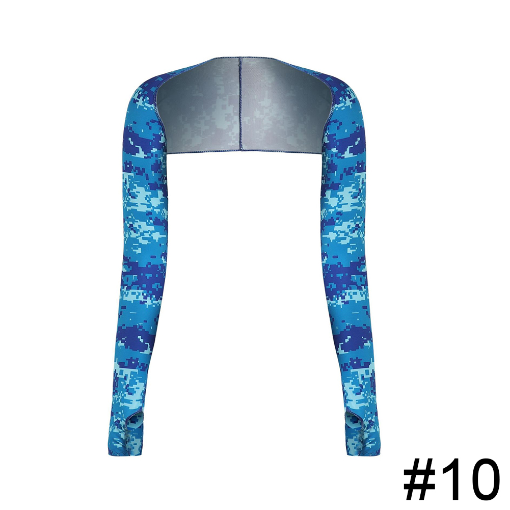 Unisex Shawl Cuff Gloves Golf Shawl Sleeves Ice Silk Sunscreen Sleeves Summer UV Protection Clothing for Outdoor Activity: Camouflage Blue