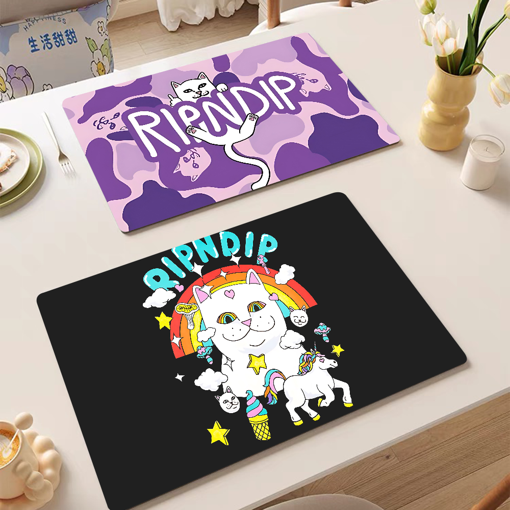 Kat R-Ripndips Gedrukt Schotel Droogmat Super Absorberend Koffie Afvoer Pad Servies Sneldrogend Tapijt Keuken Servies Placemat
