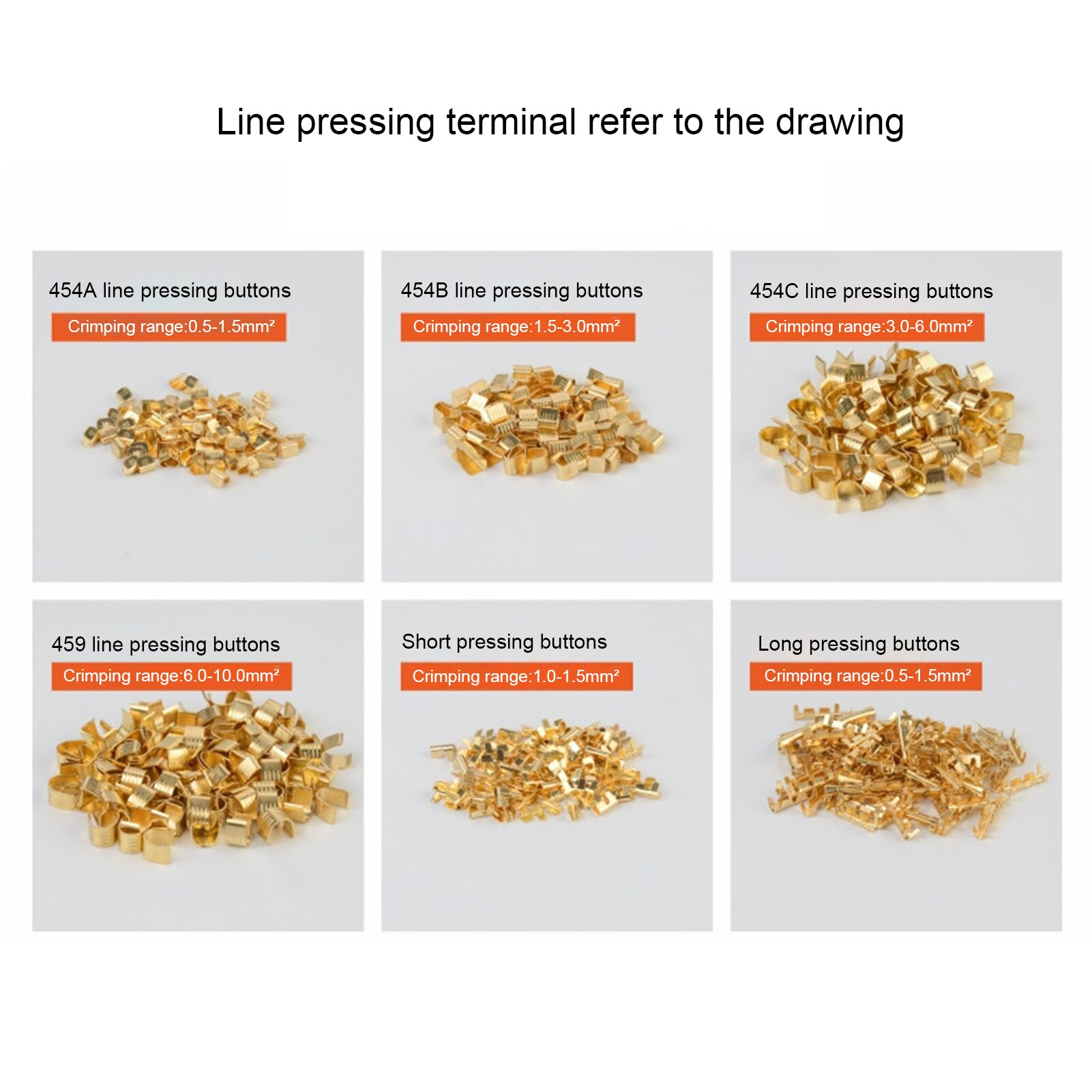 556Pcs Red Copper Cold-pressed Terminal Connector 454A/B/C Crimping Buckle U/C Shape Wire Clamp Crimp Terminals Connectors Kit