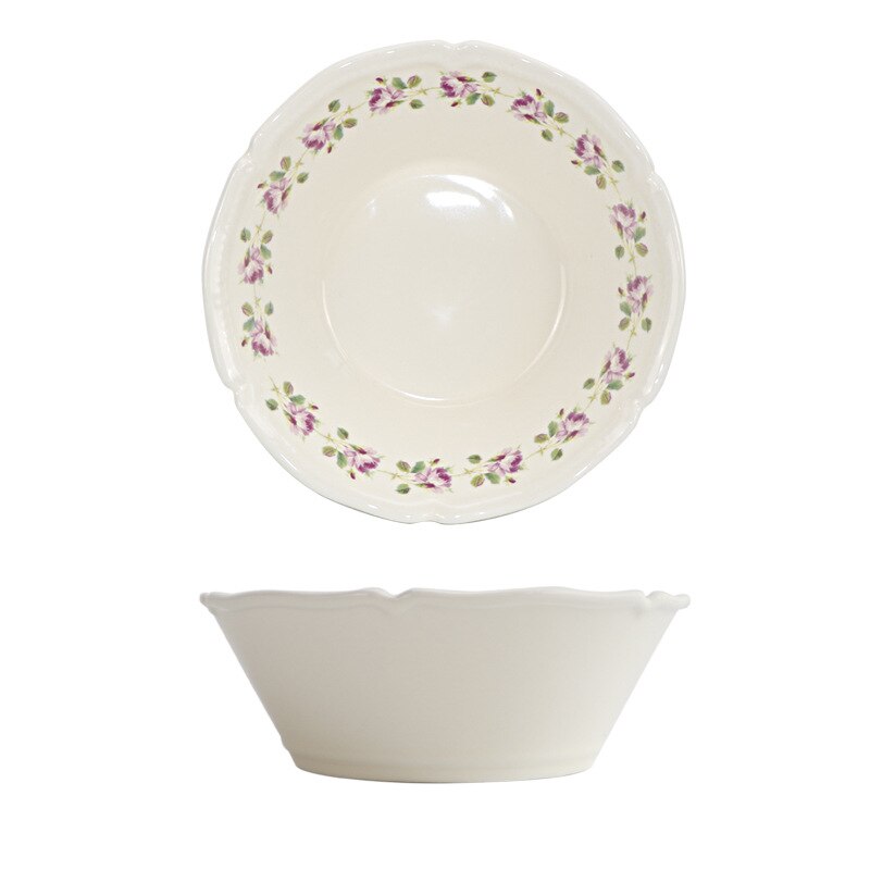 Français Antique décalcomanie Relief vaisselle assiette en céramique sous bol nourriture occidentale assiette Plate assiette à fruits saladier: 6 Inch  Rose Bowl