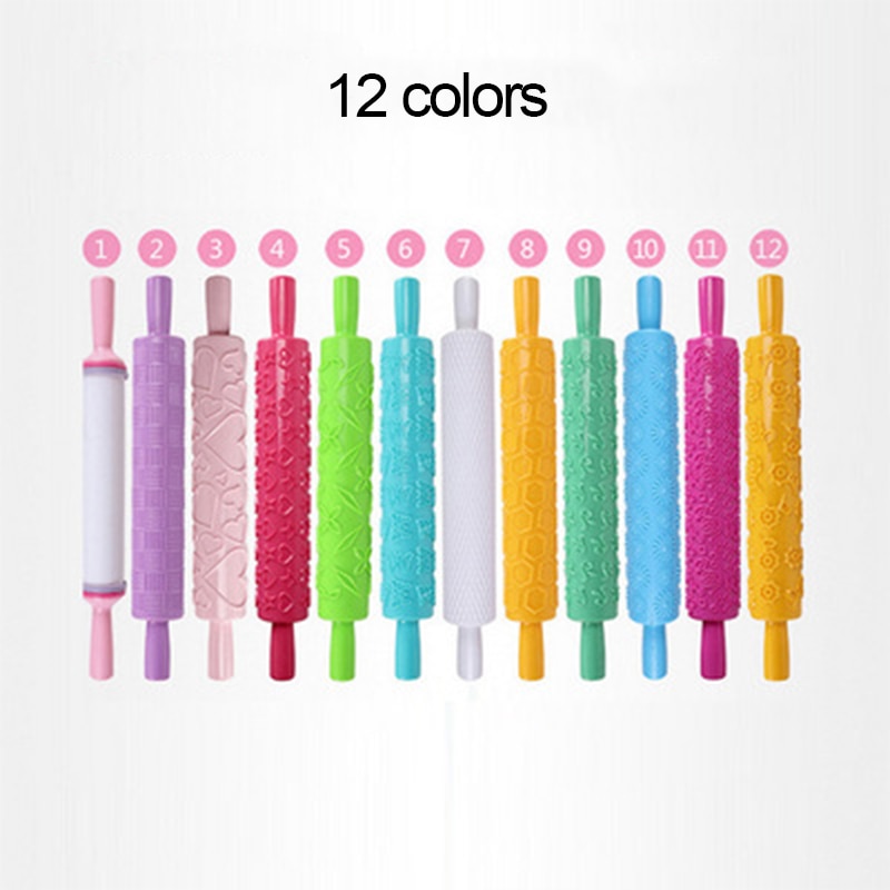 Pastic Non-stick Fondant Rolling Pin Embossing Cake Deeg Roller Decorating Cake Roller Ambachten DIY Bakken Keuken Gereedschap