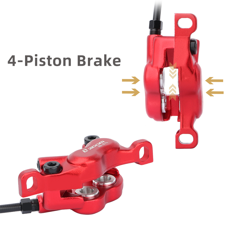 Zoom Hb876 Mtb 4 Piston Aluminium Alloy Hydraulic Oil Pressure Brake 800/1400mm Mountain Bike Brake With Resin Brake Pads