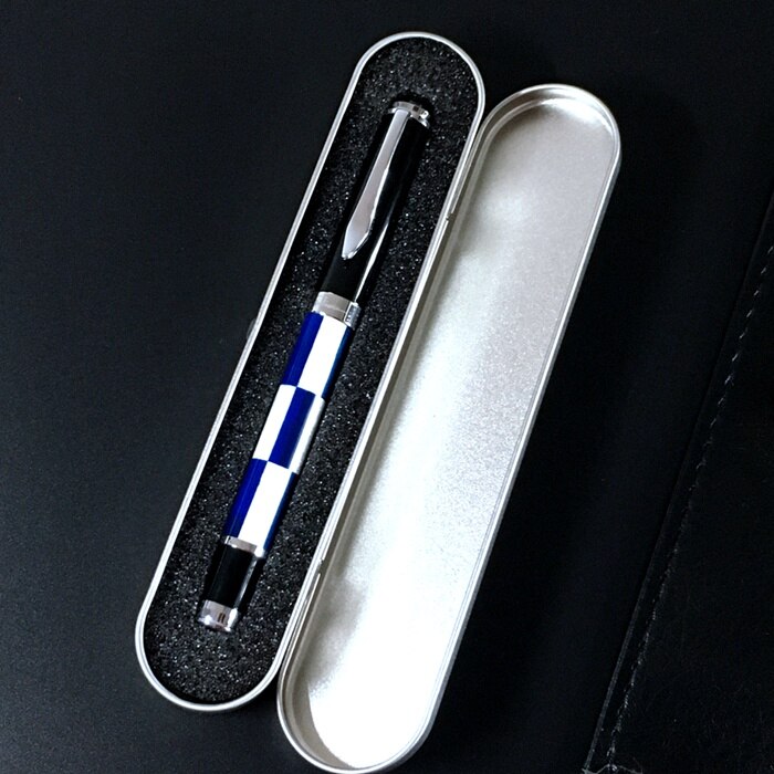 fuliwen 2033A White and Blue lattice ink pen metal case Fountain Pen: Pen and metal box