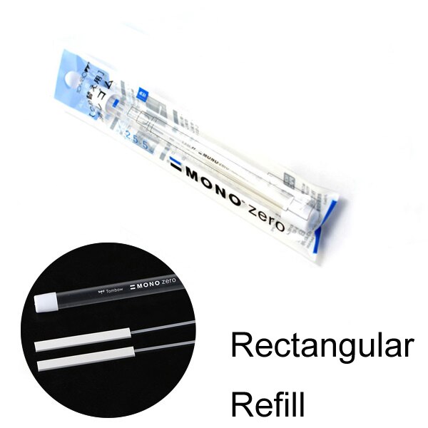 TOMBOW MONO Zero Eraser Mechanical Eraser Meticulous Highlighting Refillable Pen Shape Rubber Press Type School Stationery: rectangle refill
