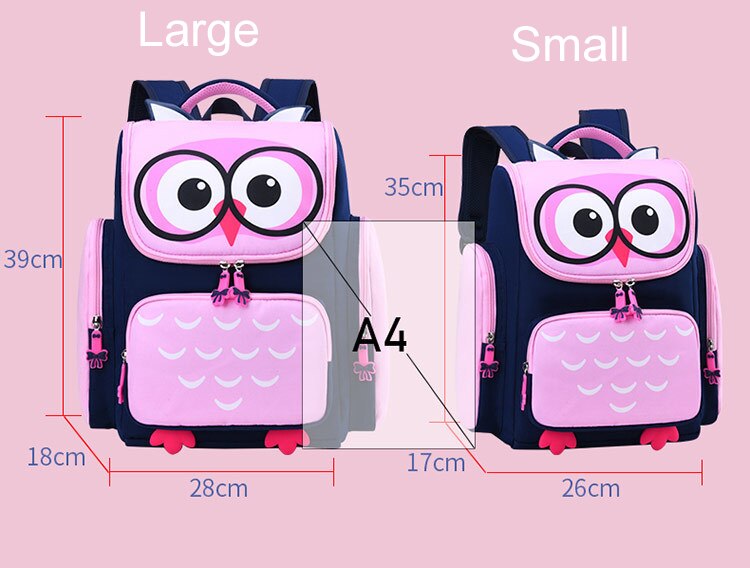 Sac à dos d&#39;école pour enfants, pour filles et garçons, avec dessin animé, hibou, orthopédiques,