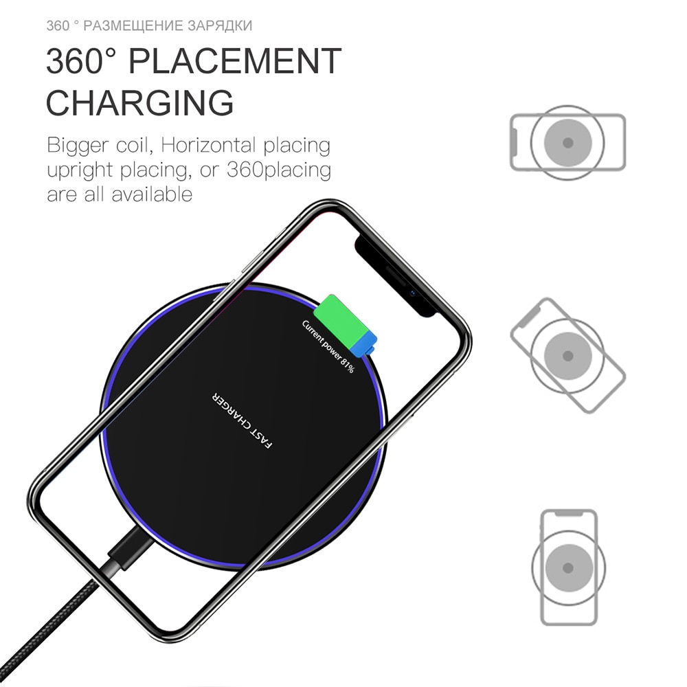 FDGAO 15W Fast Wireless Charger For Samsung S9 S10 S20 iPhone 12 11 Pro XS MAX XR X 8 Huawei P40 Pro Qi Quick 10W Charging Pad
