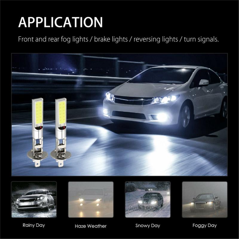 2/4 Pcs 12V H1/H3 Led Mistlamp 6000K Xenon Wit High Dimlicht Cob Led lampen Voertuig Lamp