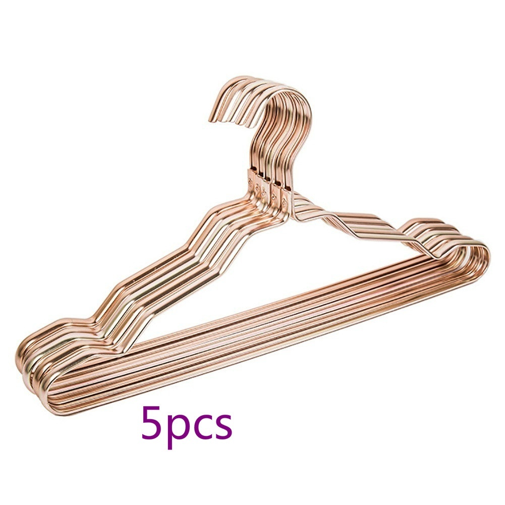 5 Stks/set Pak Kledingrek Aluminium Kleding Volwassen Rek Slip-Naadloze Metalen Kleerhanger Kast Organizer Woonbenodigdheden: Roze