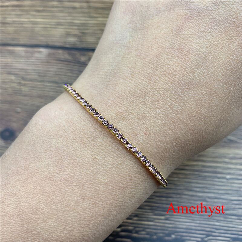 1 Pcs Rhinestone Bracelets Dainty Stacked Bracelets Elastic Bracelets for Women Bracelets: Amethyst