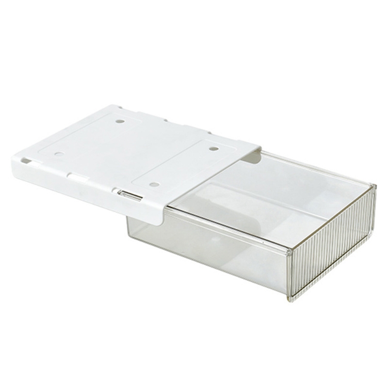 Caja de almacenamiento oculta para debajo de la Mesa, soporte autoadhesivo para lápiz, bandeja, escritorio, oficina, artículos diversos, organizador,: Blanco