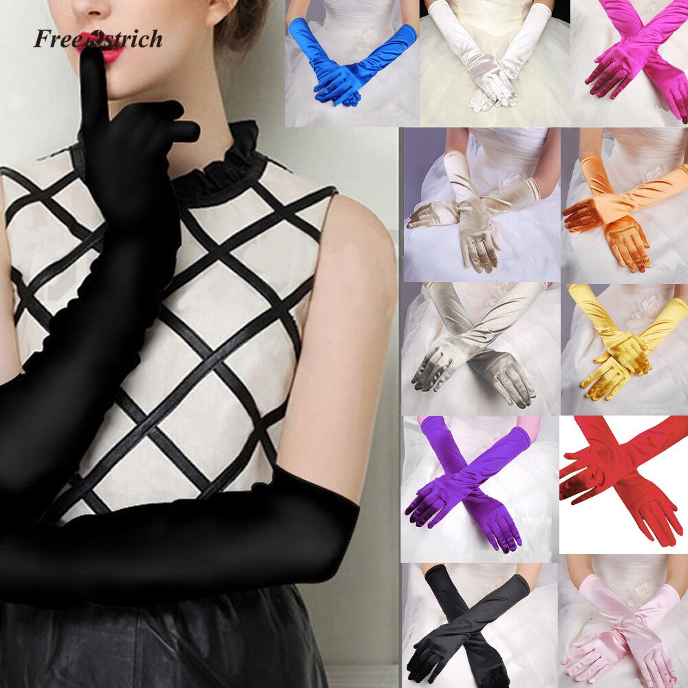 Free Ostrich – gants longs en Satin pour femmes, doux, élégants, de