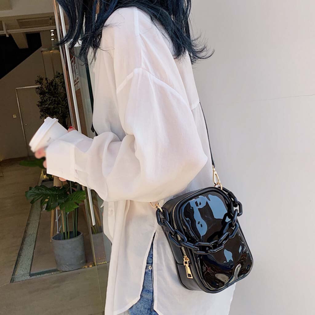 Transparent Crossbody Bag - Clear PVC - Acrylic Chain Strap - Women's Shoulder Handbag