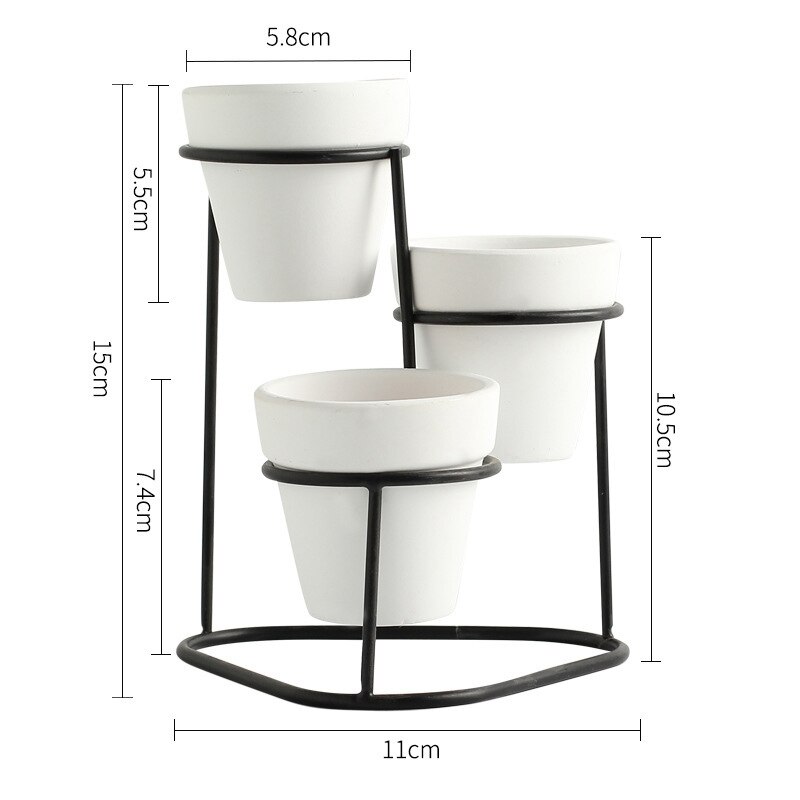 Nordisk stil hjem mini høje blomsterpotter simpel have indendørs moderne plante display stativer