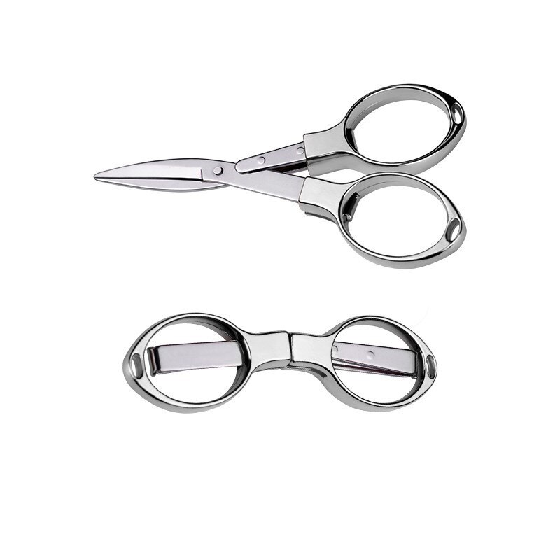 Durable Stainless Steel Foldable Sissors Portable Handmade Crafts Scissors Stationery Folding Scissors DIY SewingTool Home Tools: Silver