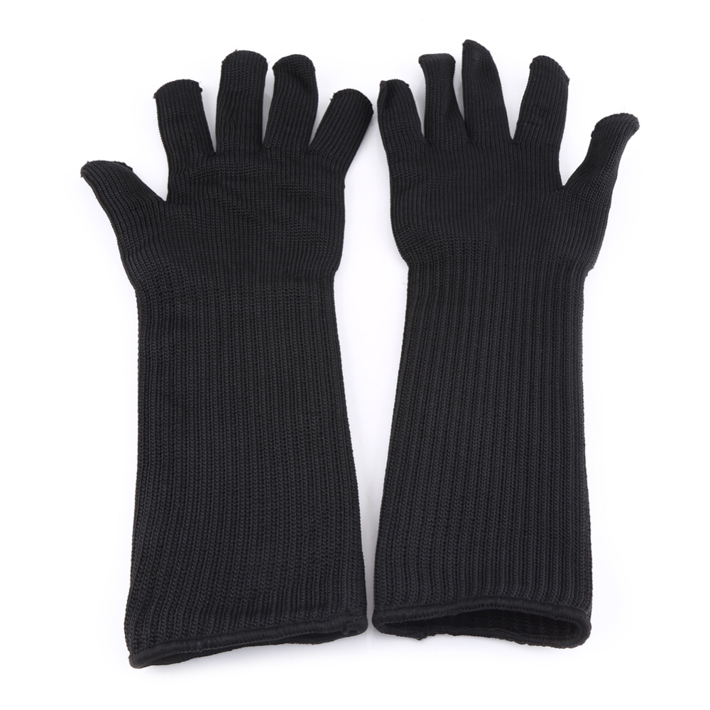 1 paar Roestvrij Staaldraad Metalen Mesh snijbestendige Handschoenen Met Lange Manchetten Hand Pols Onderarm Veiligheid Werken Mitten