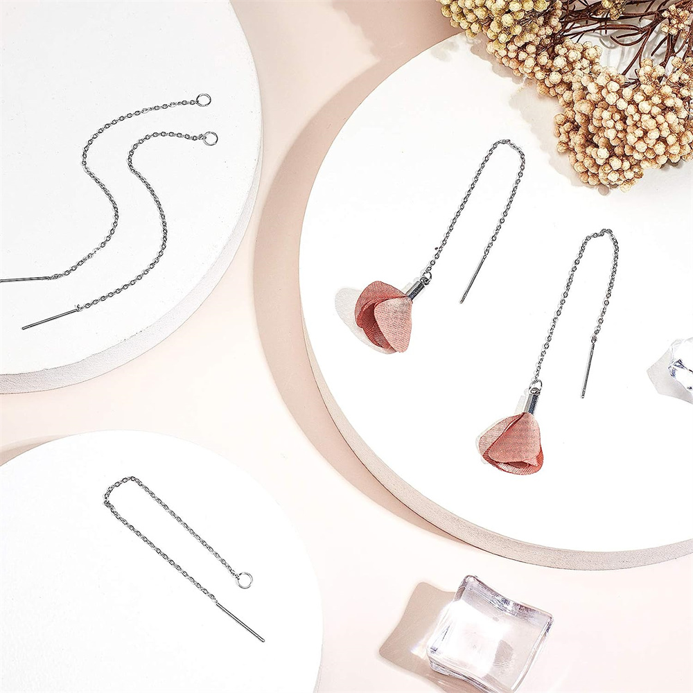 10 Uds. De hilo para pendientes de gota de acero inoxidable de 60/80/100mm para manualidades, alambre para pendientes con borlas hipoalergénicas, suministros de joyería, accesorios