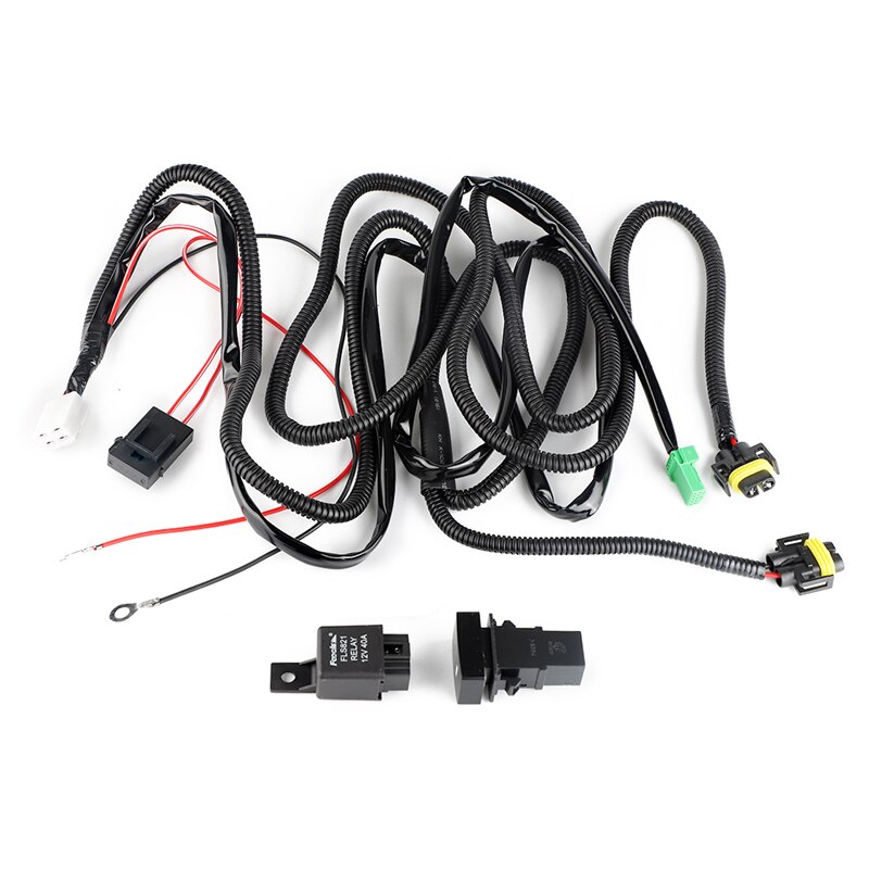 Headlight Fog Light Wire Harness H11 Sockets Kit Relay Module Box Wiring Adapters 12V DC Wires Connector Switch For Toyota