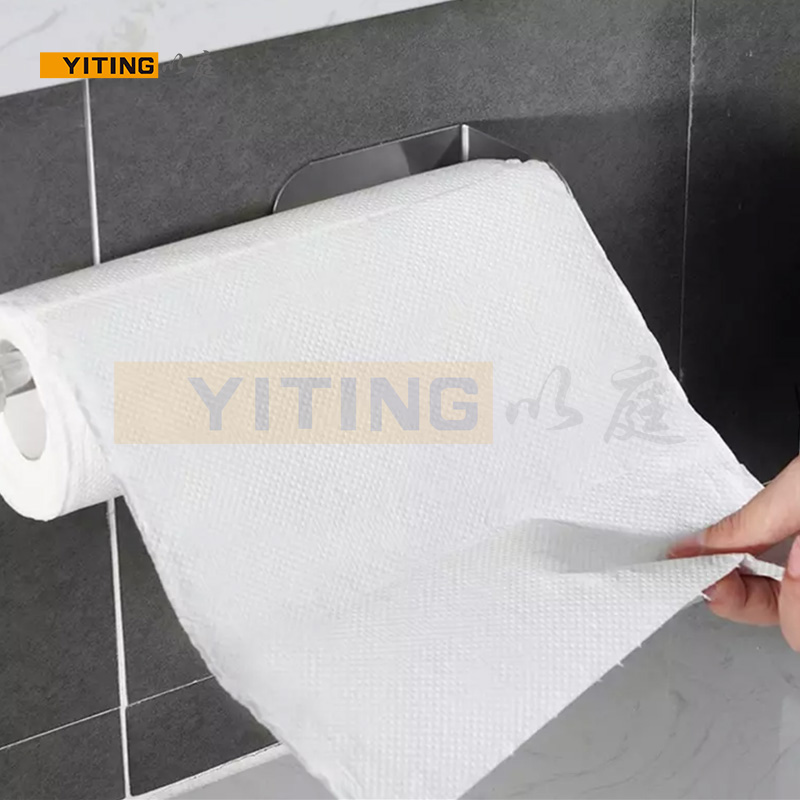 YITING Kitchen paper holder 304 stainless steel wire drawing paper roll holder Cling film holder Wall-mounted storage rack 1pc