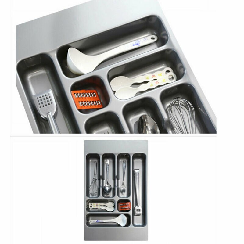 ABS Plastic Flatware Cutlery Trays Utensil Kitchen Storage Drawer Organizer Tray