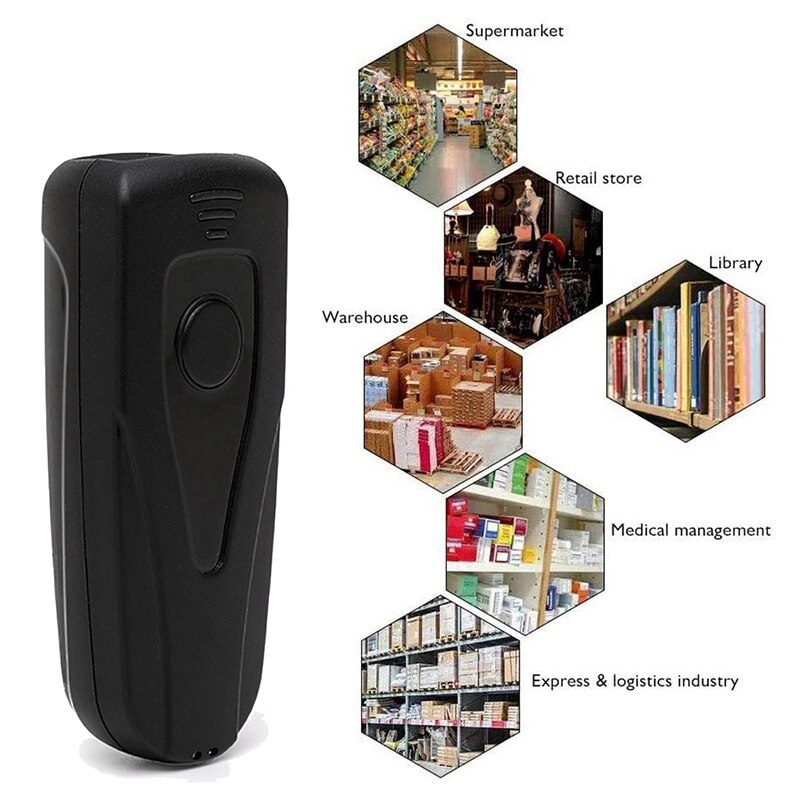 Barcode Scanner Support 1D and QR Code 2.4G Wireless+Bluetooth+USB Wired for iPhone iPad Tablet