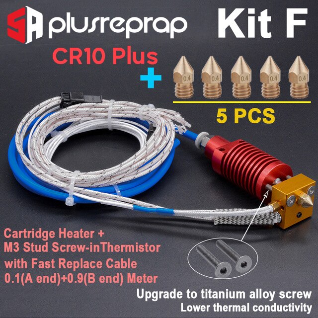 CR10 1.75mm J-head Hotend kit Aluminum Heat Block with Heater Thermistor Ender-3/CR-10/CR-10S With 0.4MM Nozzle 3D Printer Parts