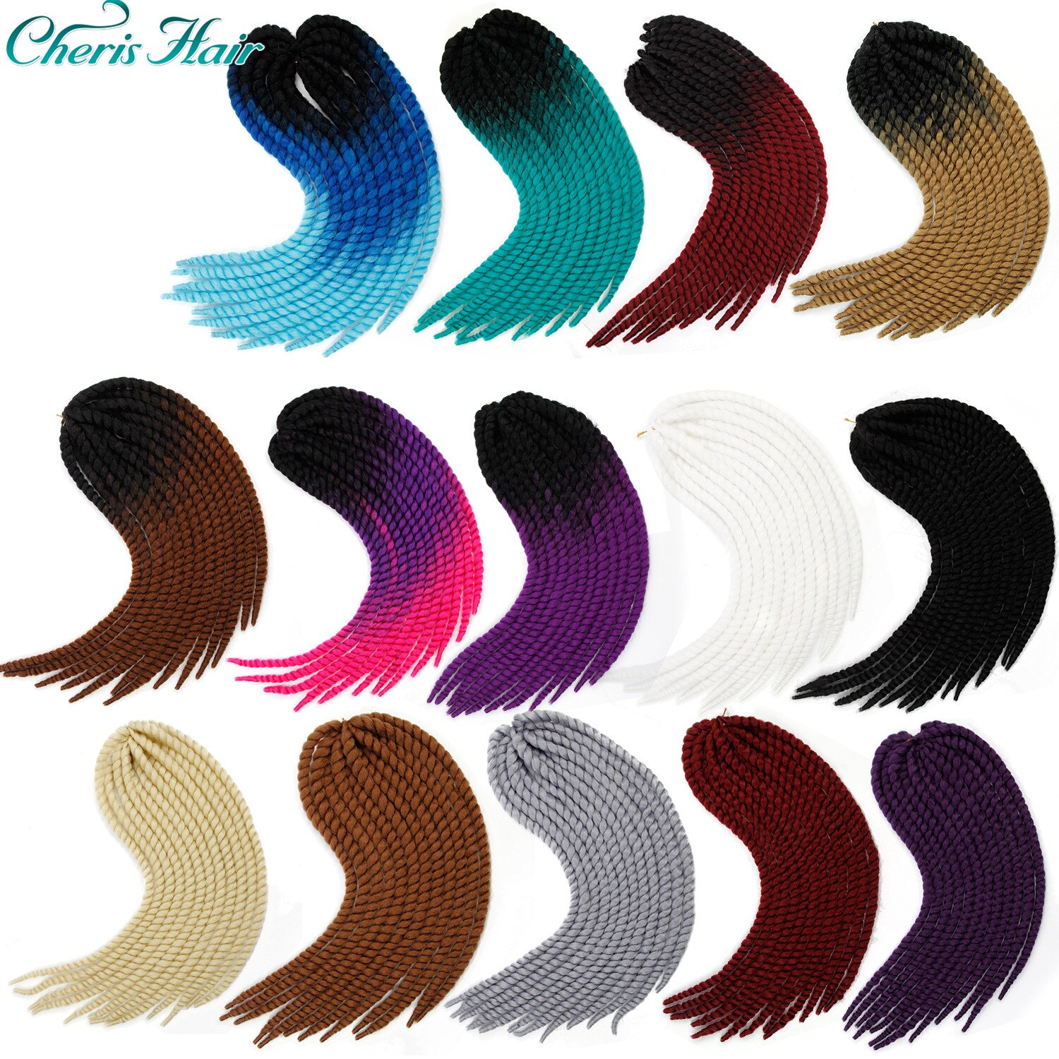 Tresses sénégalaises bouclées bouclées en Fiber synthétique, de grande taille, de couleur ombrée, tresses au Crochet, 22 pouces
