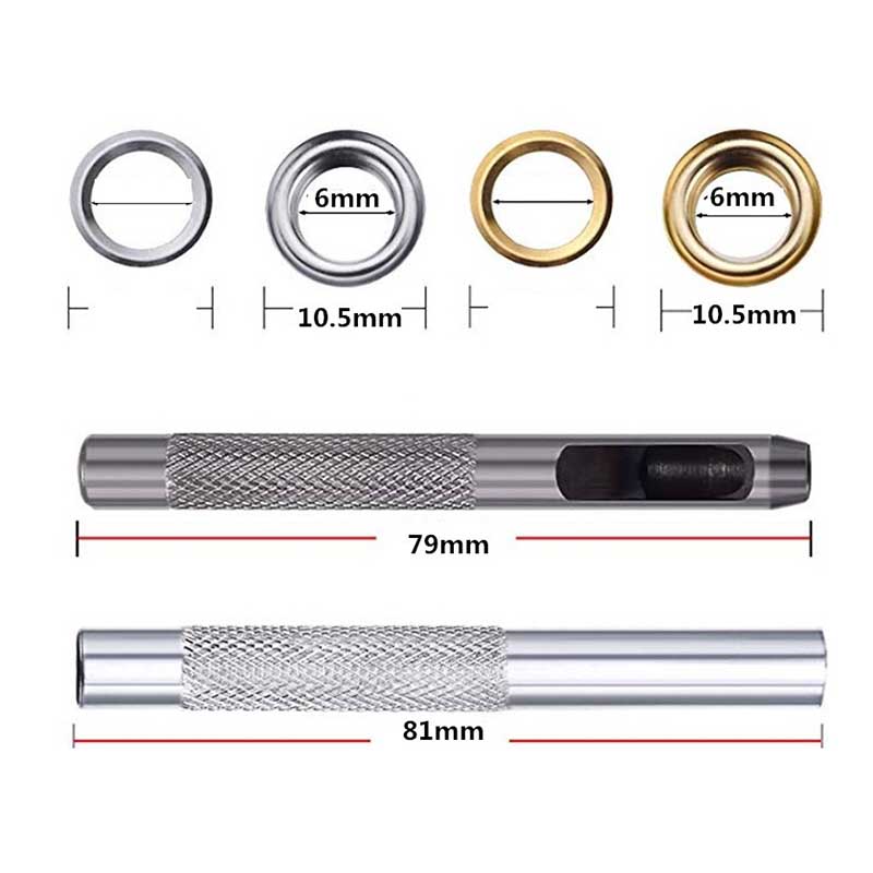 200 st genomföring metall ögla set metall knappar spännen knapphål med brickor för skor läder tyg hantverksverktyg gör-det-själv-kit